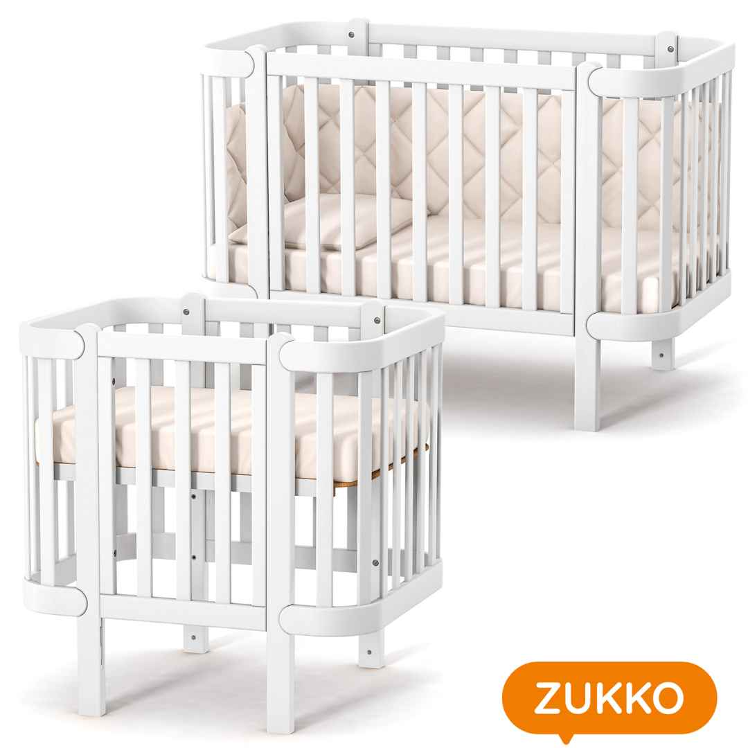 Dětská rostoucí postýlka Zukko Gekko Kids. Kolébka a postýlka 2v1. Bílá